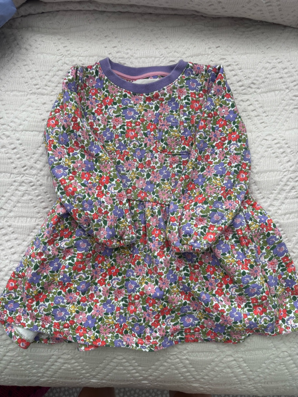 Mini Boden Floral Cotton Dress in Purple, Pink & Red